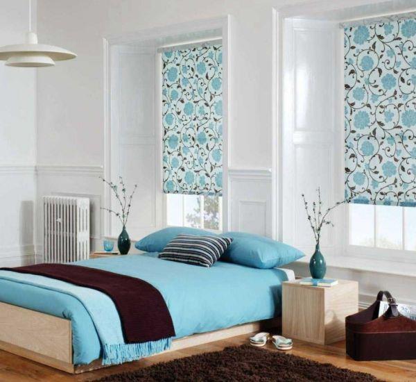 viileä makuuhuoneen väripaletti sininen ruskea matto