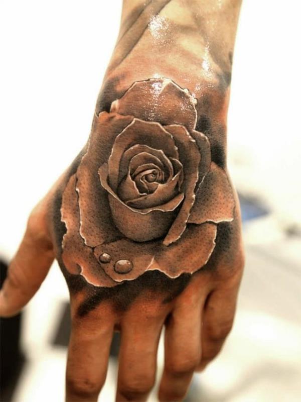 viileät tatuoinnit 3d ruusun kukka -tatuointi