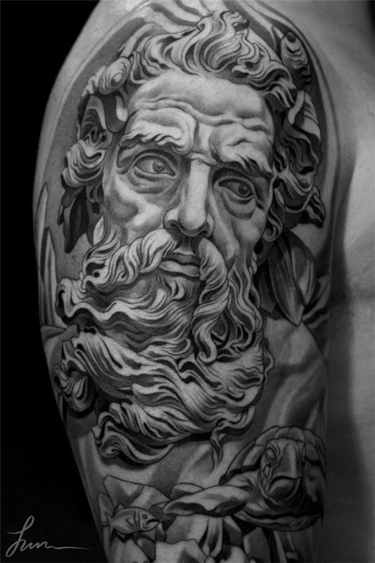 tatuointikuvat olkavarren tatuointimallit poseidon -aihe