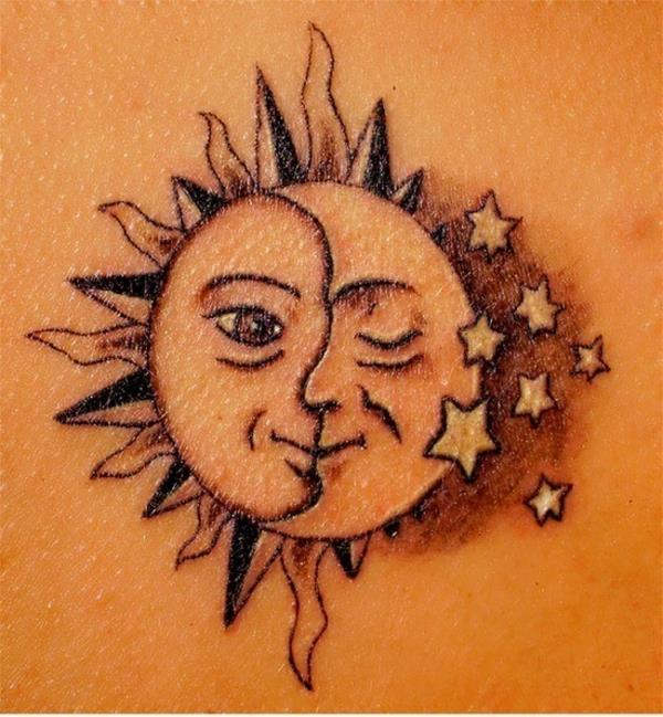tatuoinnit ideoita star tatuointi tarkoittaa kuun aurinkoa