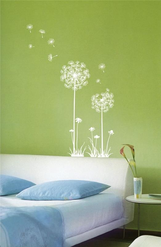viileä seinä tarrat eläviä ideoita makuuhuone vihreä seinä voikukka seinä tarra
