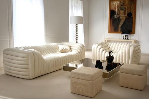 viileä valkoinen sohva malleja matala tyylikäs mukava versace kotiin