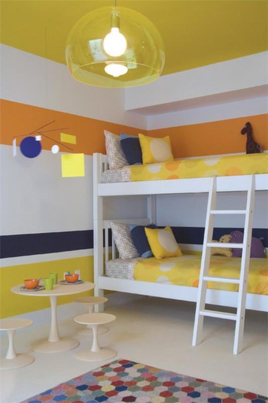 viileitä eläviä ideoita lastenhuoneen seinän suunnittelu raita kuvio värikäs seinämaali