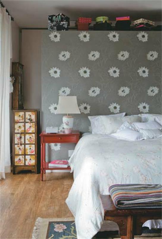 viileitä eläviä ideoita makuuhuoneen seinän suunnittelu värisuunnittelu kukkakuvio