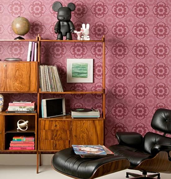 viileä olohuone oloideoita seinä tapetti kuvio väri suunnittelu ameas rentoutua tuolit