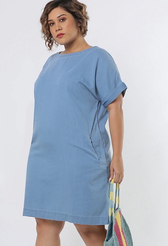 Plus Size Shift bomuldskjole