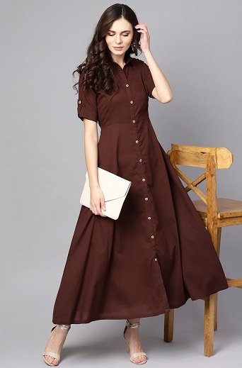 Almindelig bomuldsskjorte Type kjole
