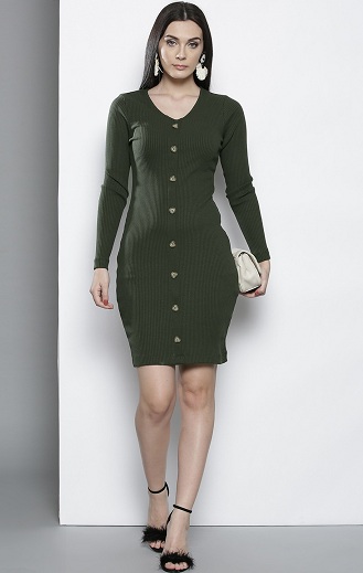 Bodycon kjole med V -hals