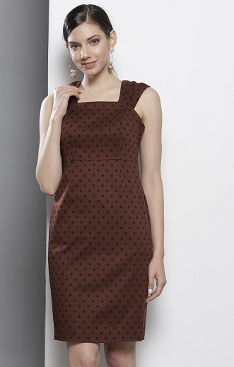 Polka Dot Print kjole i bomuld og elastan