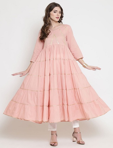 Bomuld Anarkali paraply kjole
