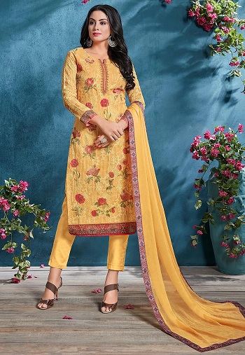 Pakistansk bomulds gul kjole