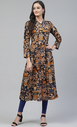 Teljes ujjú Kalamkari pamut Kurti