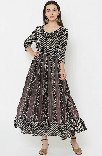 Pamutnyomtatott Anarkali Kurtis