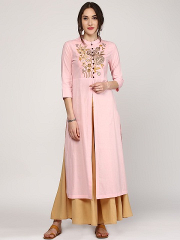 SASSAFRAS Rózsaszín hímzett Kurta