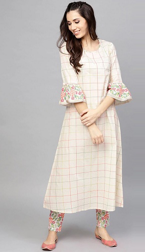 Cotton Checks A-Line Kurti