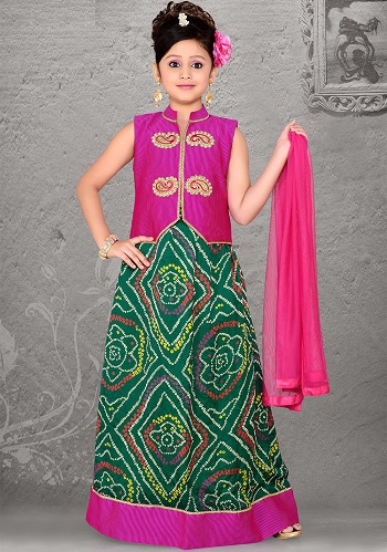 Bomuld Lehenga Choli til børn