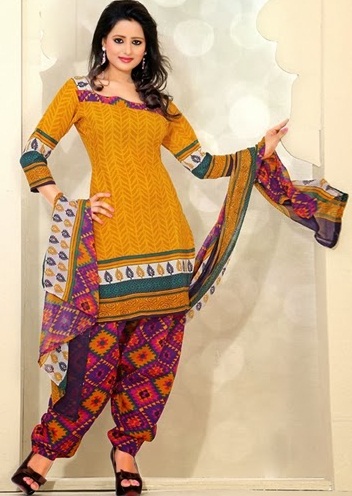 Flerfarvet bomuld Salwar Kameez -designs