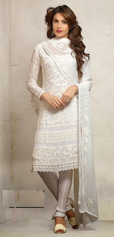 Tiszta fehér pamut Salwar Suit Design