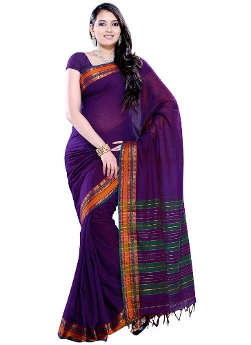 A lila pamut Saree