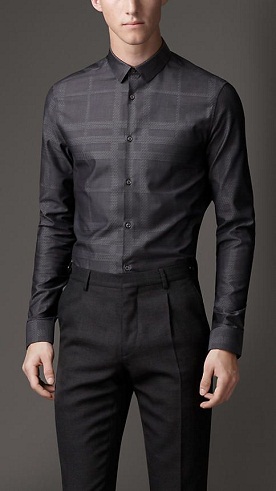 Charcoal Print Cotton Men Shirt