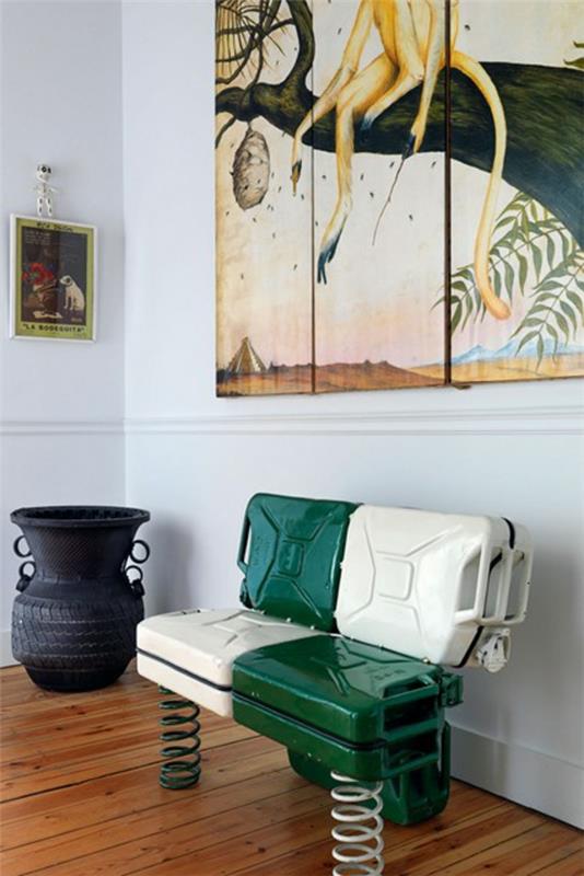 sohva DIY alkuperäinen maskuliininen vihreä valkoinen käytäväpenkki