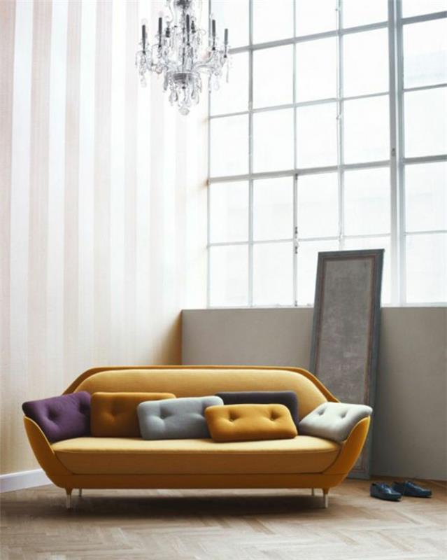 osta sohva olohuoneen kalusteet 2 -istuttava sohva keltainen