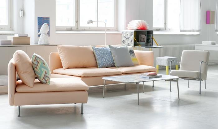 sohva ostaa olohuoneen huonekalut suunnittelijasohva pastellivärit