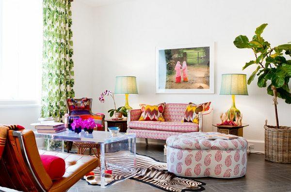 akryylilasi sohvapöytä olohuone seepra kuvio moderni huonekasvi