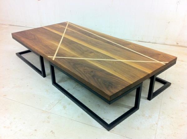 sohvapöytä massiivipuinen puinen yläosa metallikehys