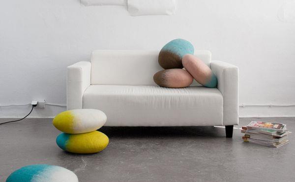 sohvapöydät ja tyylikäs sisustus värikkäitä huopakiviä villasta