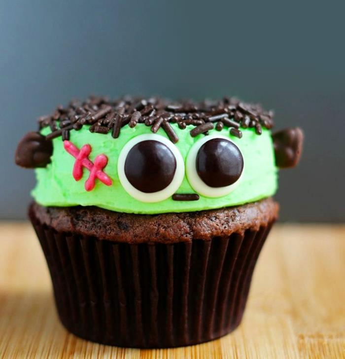 cupcake deco -ideoita vihreä lasite suklaa sirottelee frankensteinia