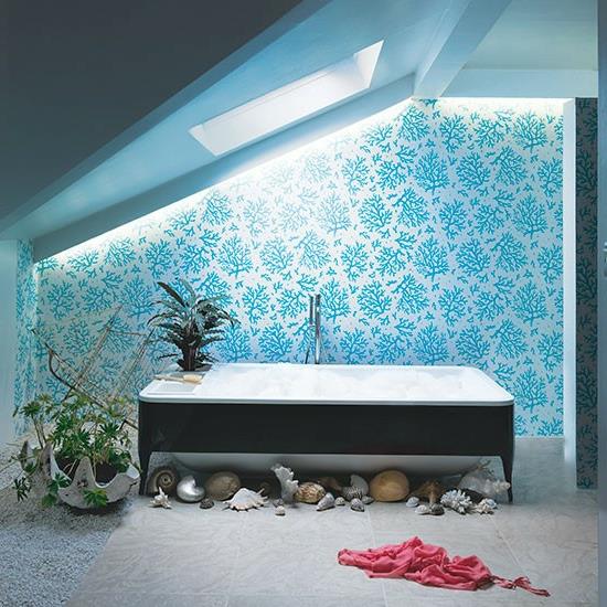 kattoikkunat vesi seinän koristelu kylpyhuone sininen merihenkinen moderni kylpyhuone