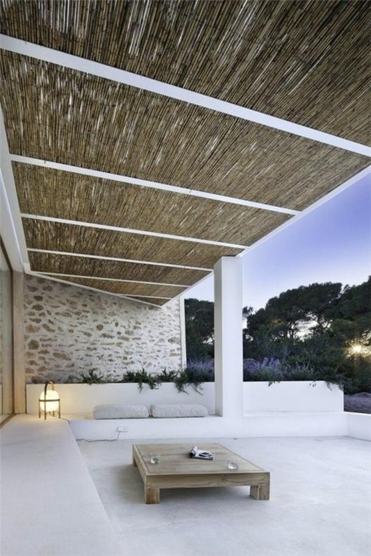 design kattoterassi bambu patio katto puinen sohvapöytä