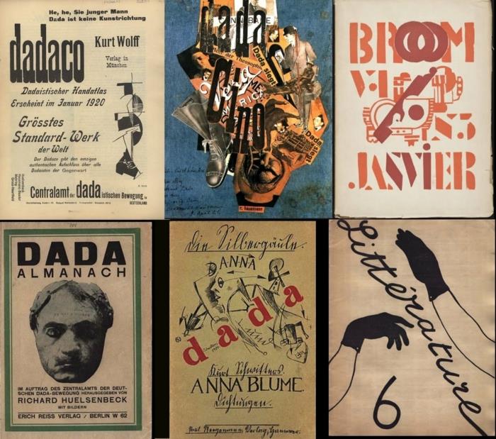dadaismi vanhojen aikakauslehtien graafinen suunnittelu