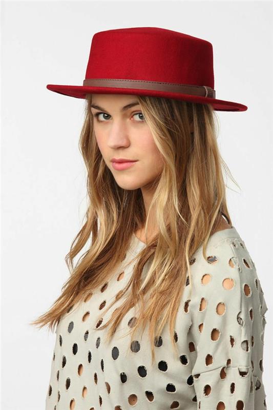 naisten hatut neliön hattu punainen