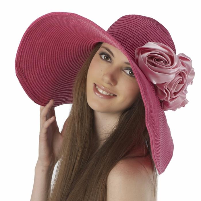 naisten hatut olkihattu kesällä vaaleanpunaiset ruusut deco