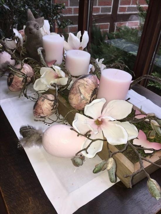decoupage pääsiäismunat magnolia ikkunalaudan koristelu