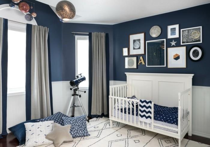 deco -ideoita lastenhuoneen vauvan huoneen suunnittelu tummat seinät sininen