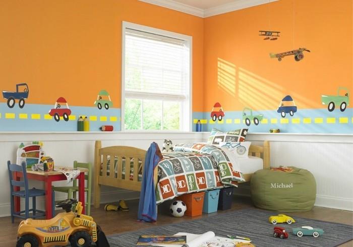deco -ideoita lastenhuone oranssit seinät lelut poikien huone