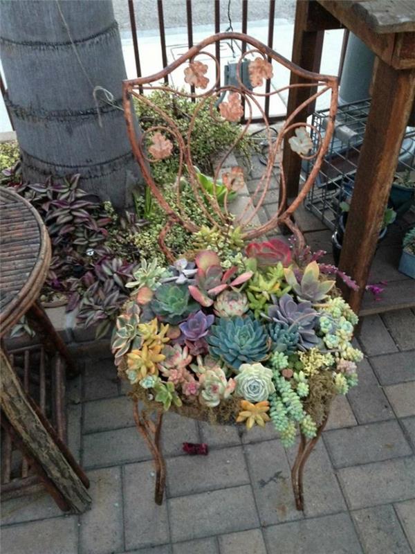 DIY -sisustusideoita puutarhaideoita meheviä vanhoja tuoleja