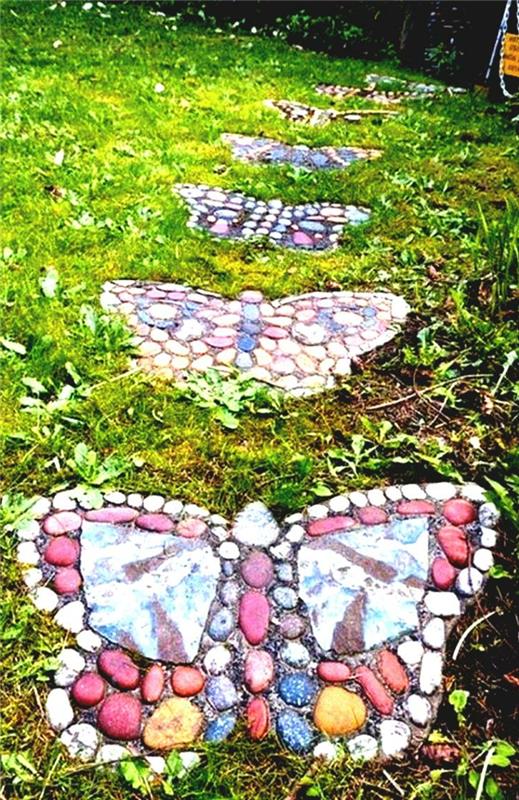 DIY -sisustusideat puutarhapolut suunnittelevat kiviä perhosia