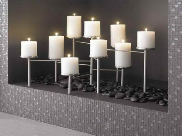 deco takka kynttilänjalka valkoiset kynttilät lohkareet