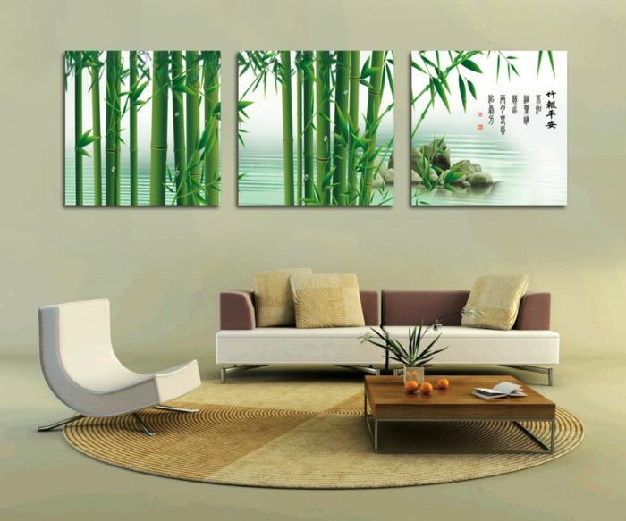 deco -ideoita bambu sisustus olohuone ideoita puu sisustus huonejakajat matto olohuone