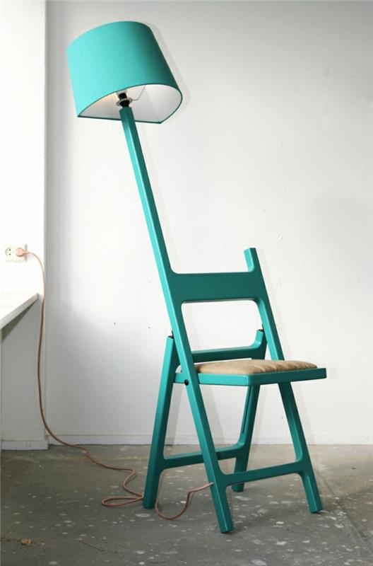 deco -ideoita valaistus taitettava tuoli sinivihreä lattiavalaisin
