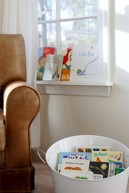 deco -ideoita ikkunalaudan kirjoja lastenhuone