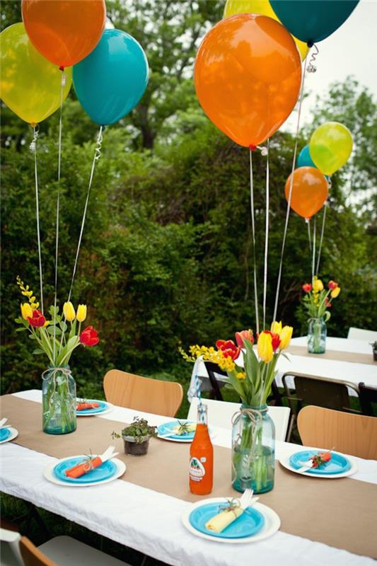 koriste -ideoita puutarhajuhlien ilmapalloja pöydän koristeluideoita