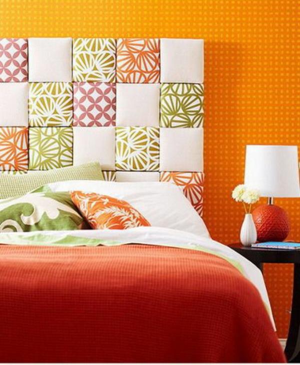 deco -ideat makuuhuoneen seinän suunnittelu oranssinvärinen