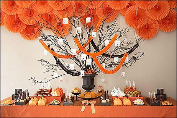 sisustus sekoitus oranssi paperi ympyrät halloween suunnittelu pöytä koristeet