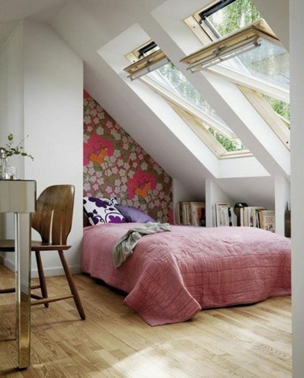 koristeellinen pieni makuuhuone katolla