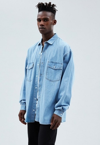 Lang denim skjorte mænd